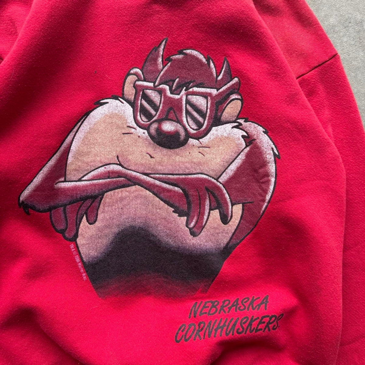 Vintage 90s Nebraska Huskers Taz Looney Tunes Cartoon Crewneck - Large