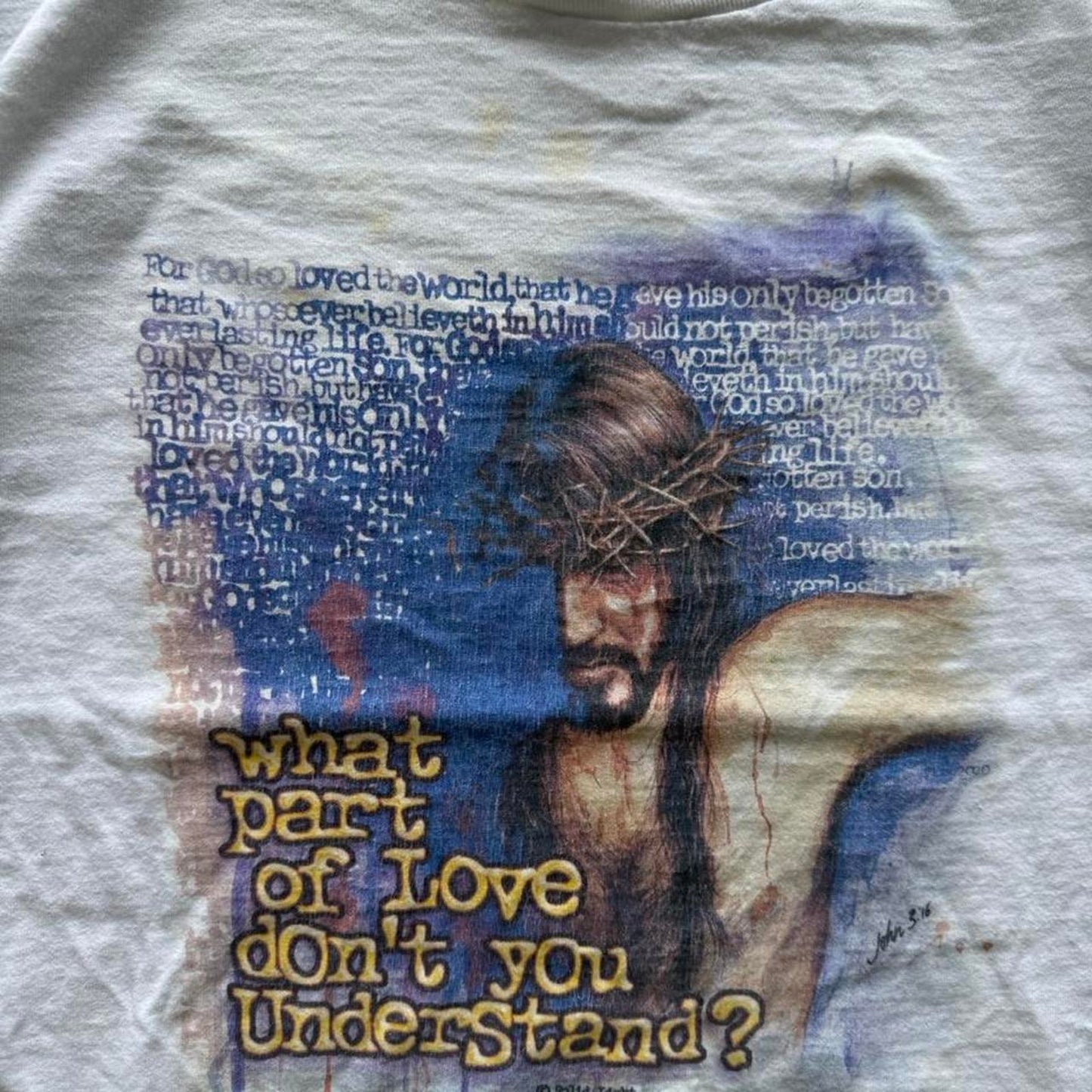 Vintage 90s Jesus What Part of Love Distressed T-Shirt - X-Large
