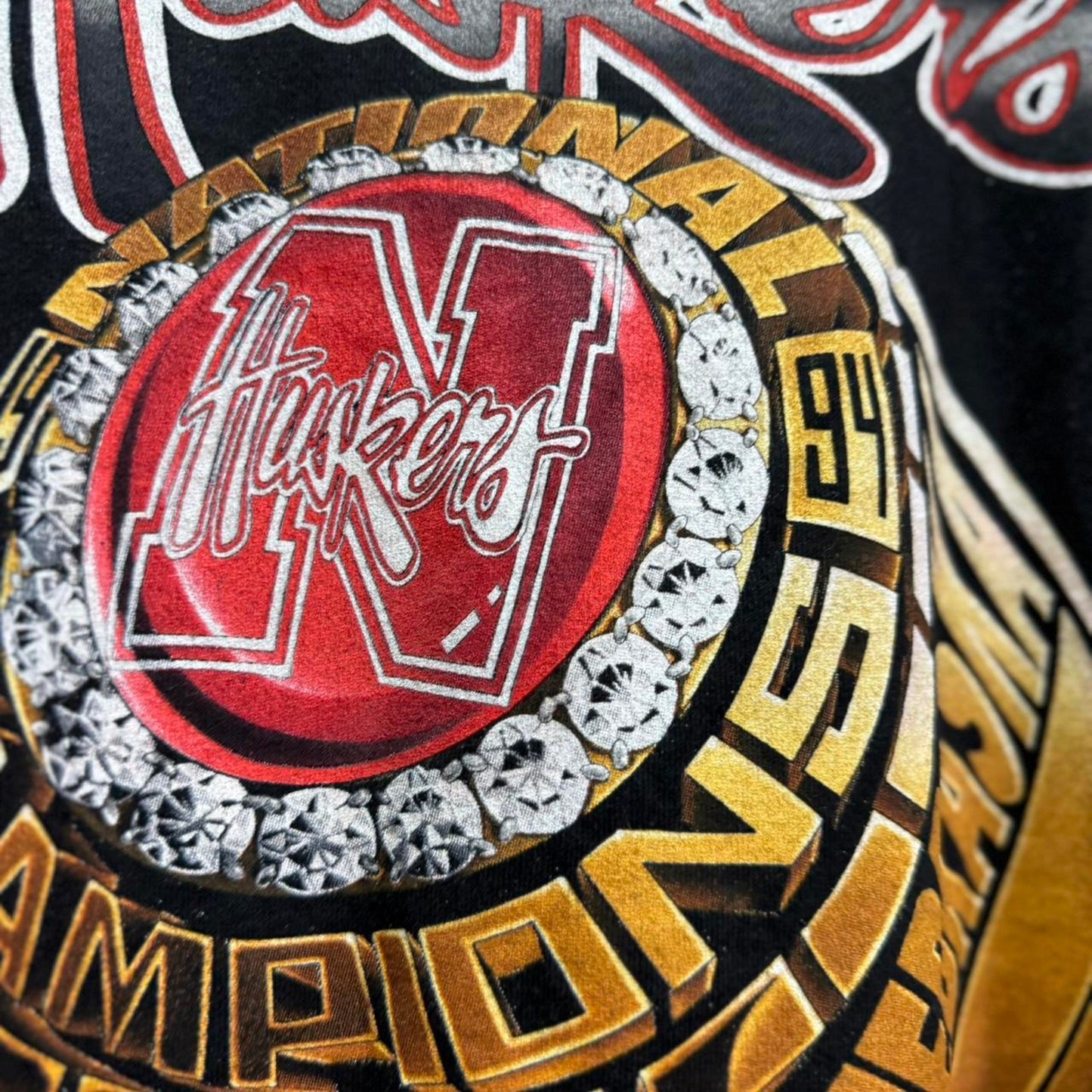 Vintage 90s Nebraska National Championship Ring T-Shirt - Large