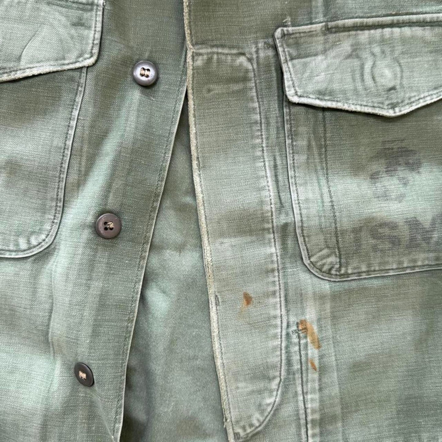 Vintage USMC Stamped HBT Button Up Shirt - Large
