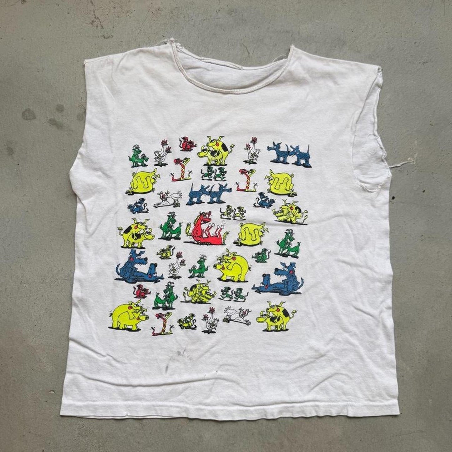 Vintage 90s Animal Sex Position Cartoon Cutoff - Large