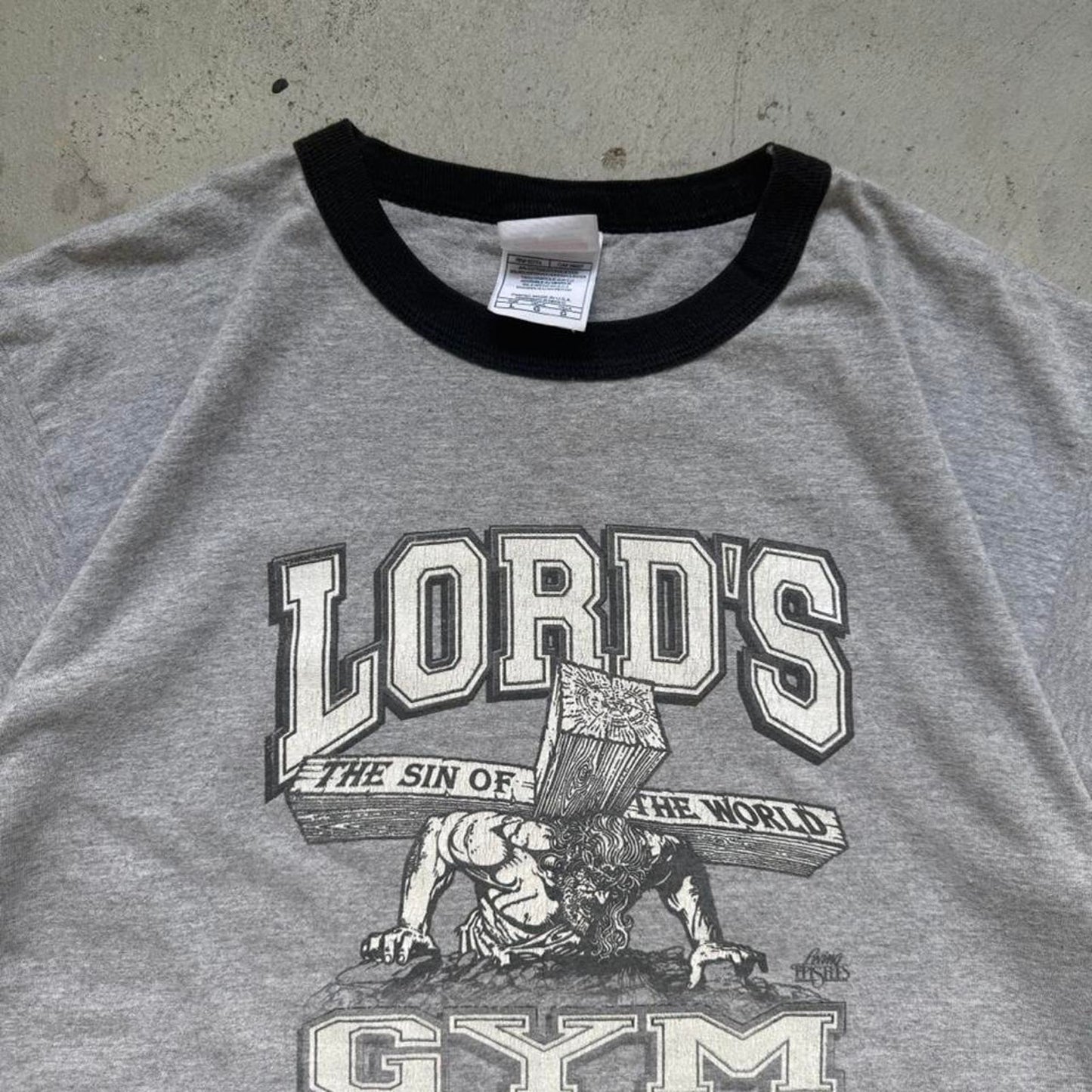 Vintage Lords Gym His Pain Your Gain Jesus T-Shirt - Large