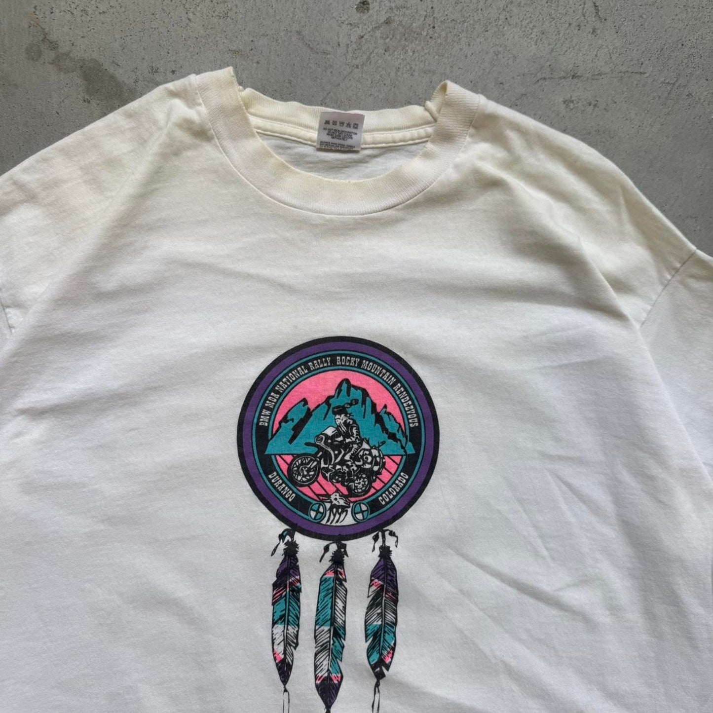 Vintage 90s Rocky Mountain Rally Motorcycle Biker Dreamcatcher T-Shirt - X-Large