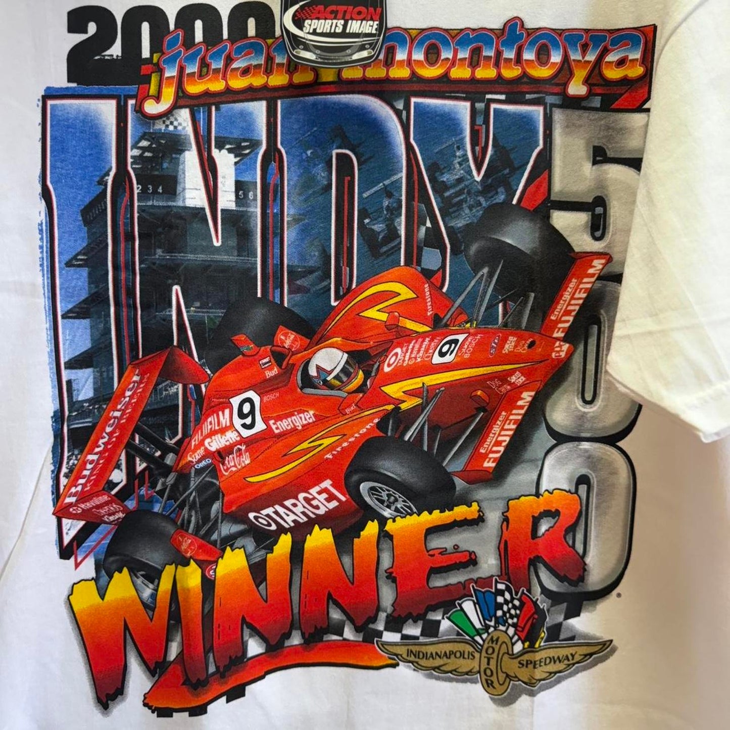 Vintage 2000 Juan Montoya Indy 500 Nacsar Racing T-Shirt - Large