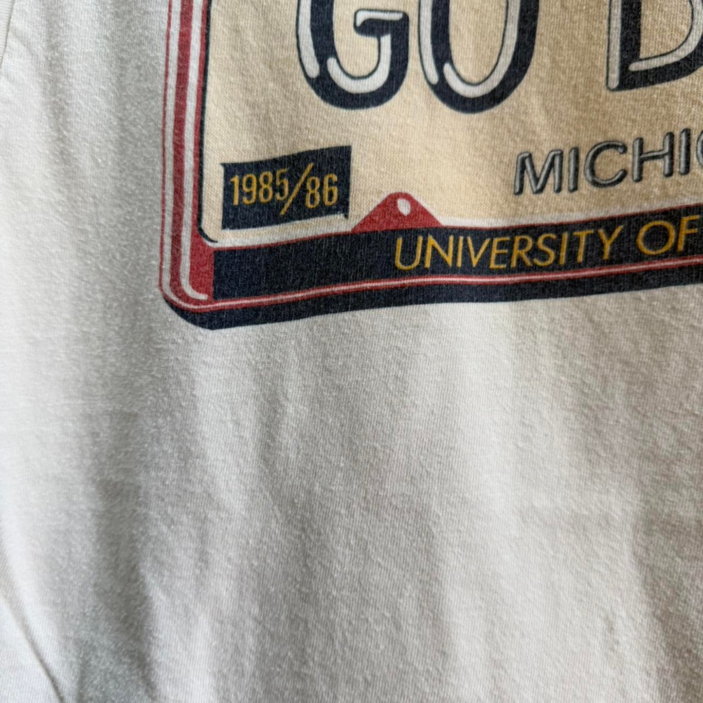 Vintage 80s Michigan Wolverines License Plate T-Shirt - Large