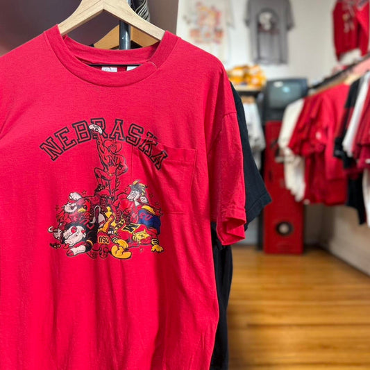 Vintage 80s Nebraska Huskers Standing in Top T-Shirt - X-Large