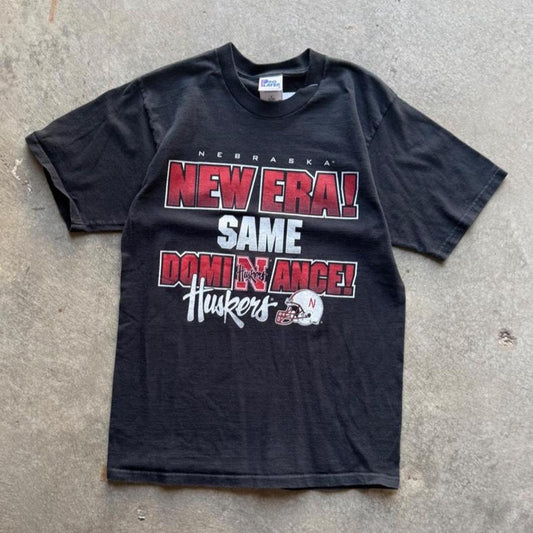 Vintage 90s Nebraska Huskers New Era T-Shirt - Medium