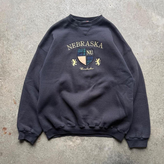 Vintage 90s Nebraska University Cornhuskers Embroidered Crewneck - XX-Large