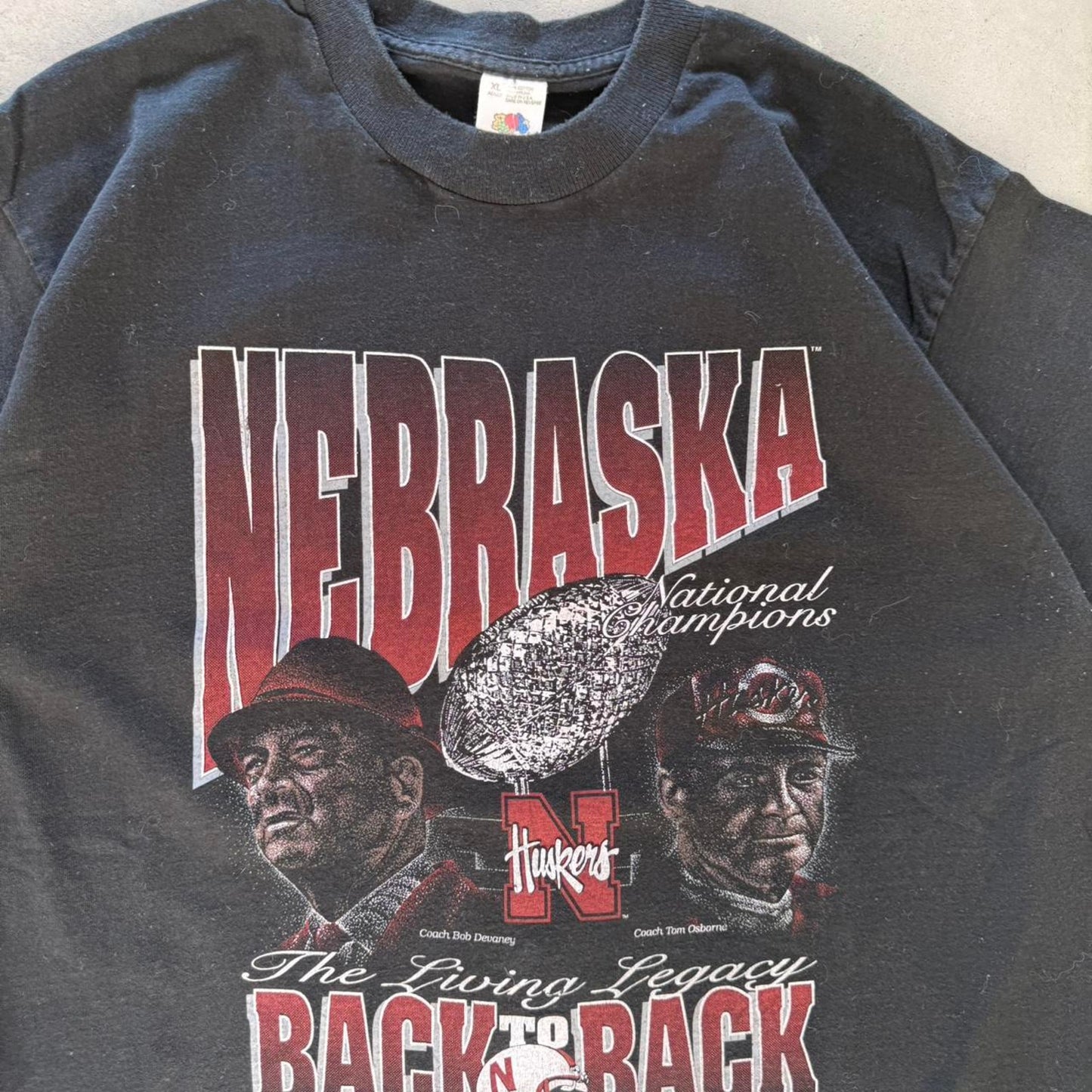 Vintage 90s Nebraska Huskers Back to Back National Champions Trophy T-Shirt - X-Large