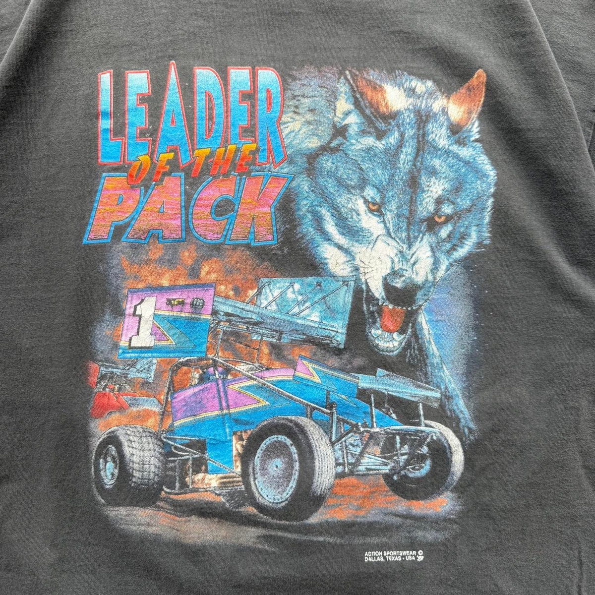 Vintage 90s Faded Black Leader of the Pack Racing T-Shirt - X-Large