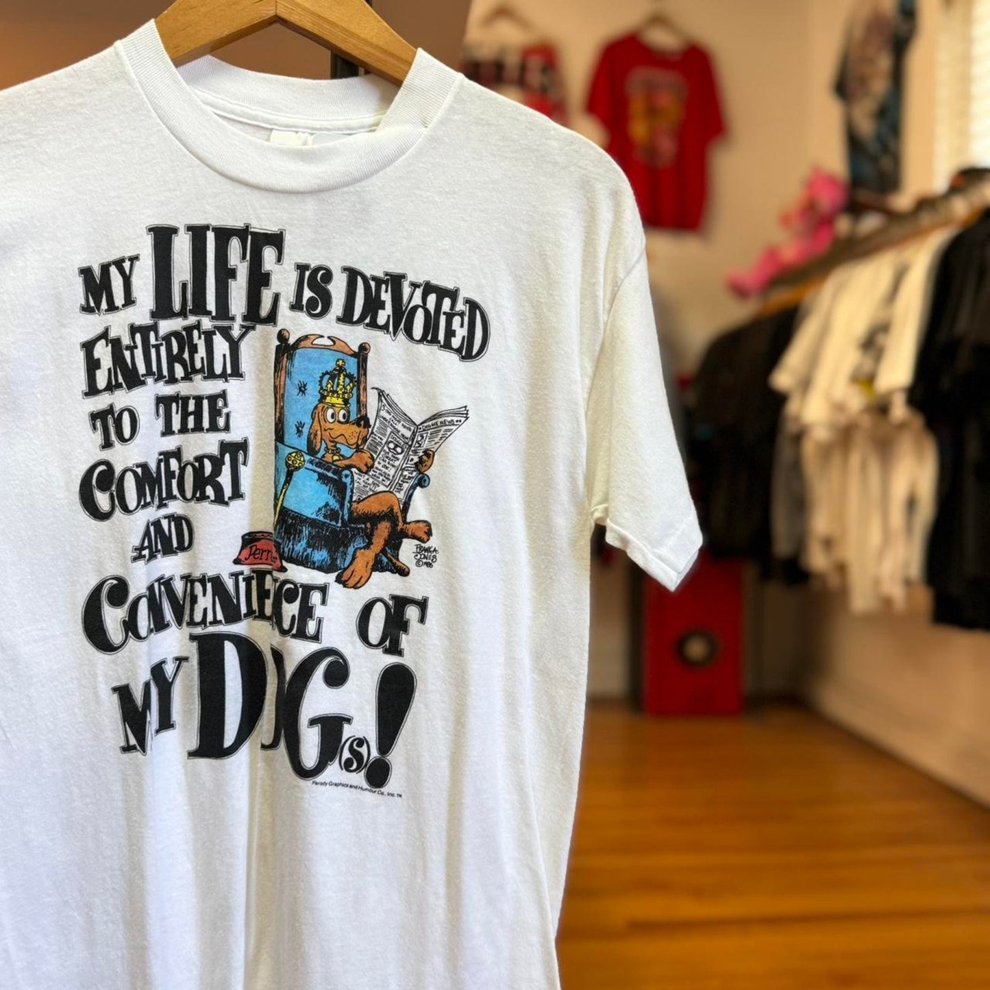 Vintage 80s Controlled by my Dog Animal Cartoon T-Shirt