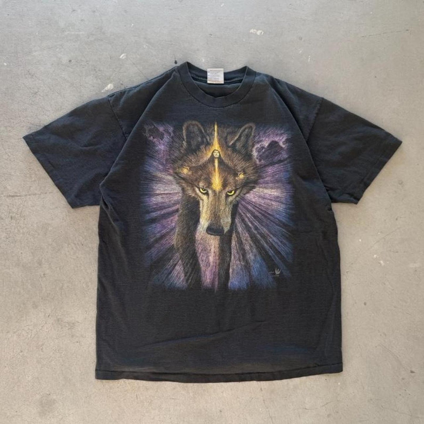 Vintage 90s Wolf Native American Animal T-Shirt - X-Large