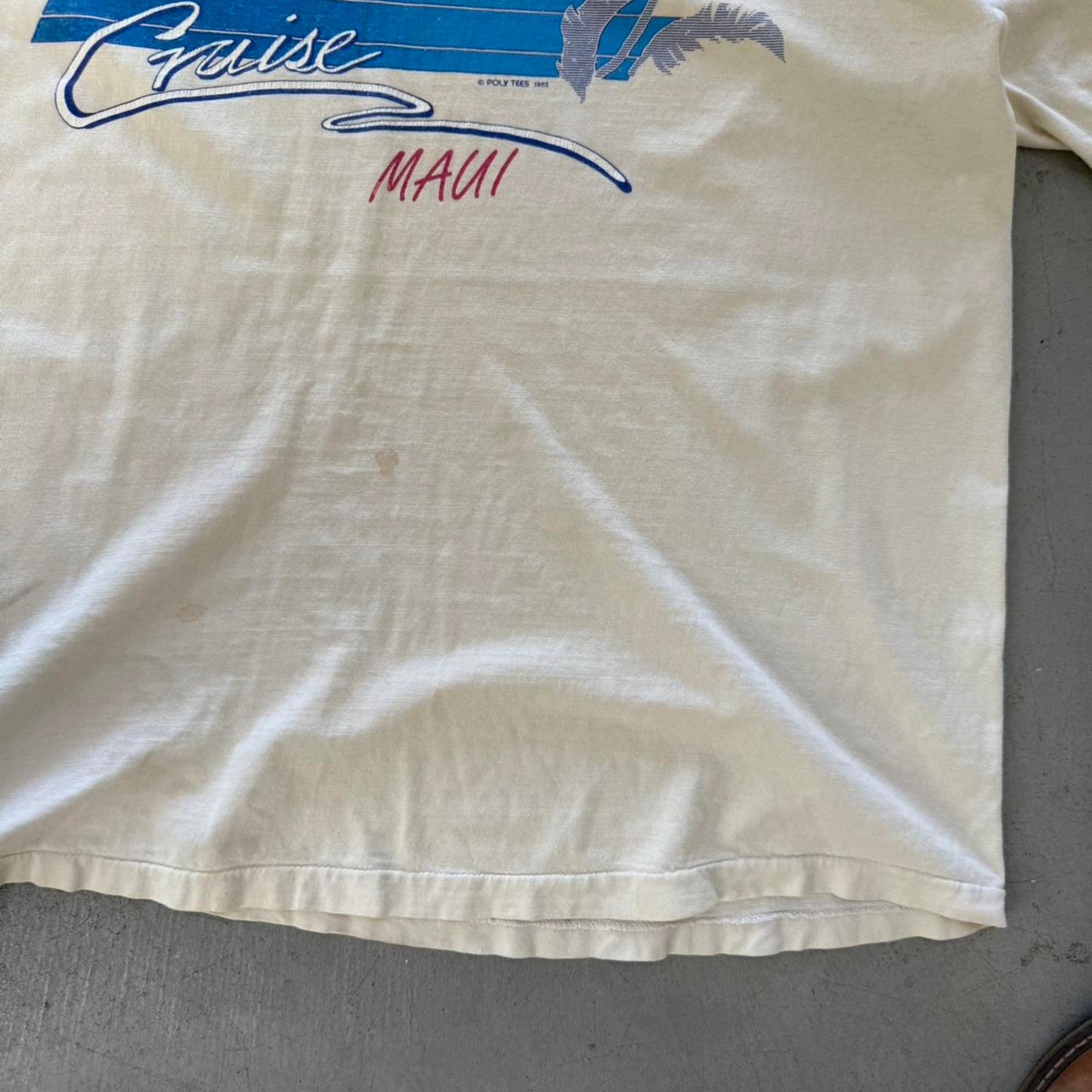 Vintage 80s Cruise Maui Beach Tourist T-Shirt - X-Large (W)