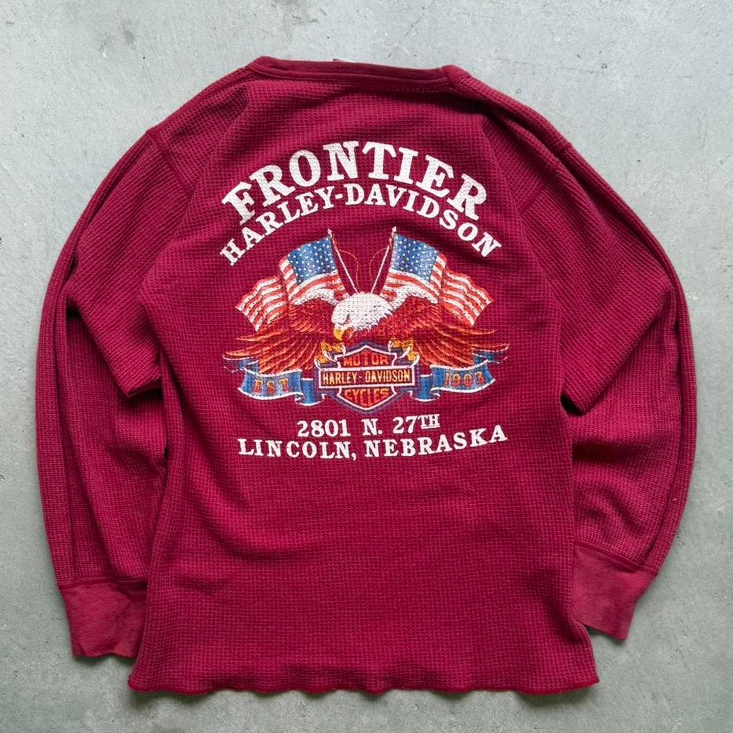 Vintage 80s 3D Emblem Harley Davidson Rose Thermal Shirt - X-Large