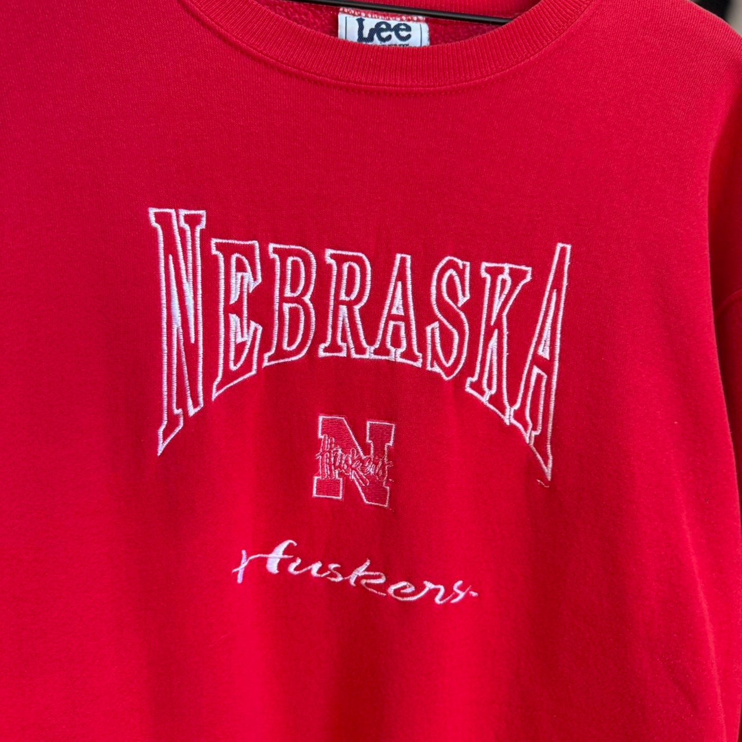 Vintage 90s Nebraska Huskers Embroidered Crewneck - Large