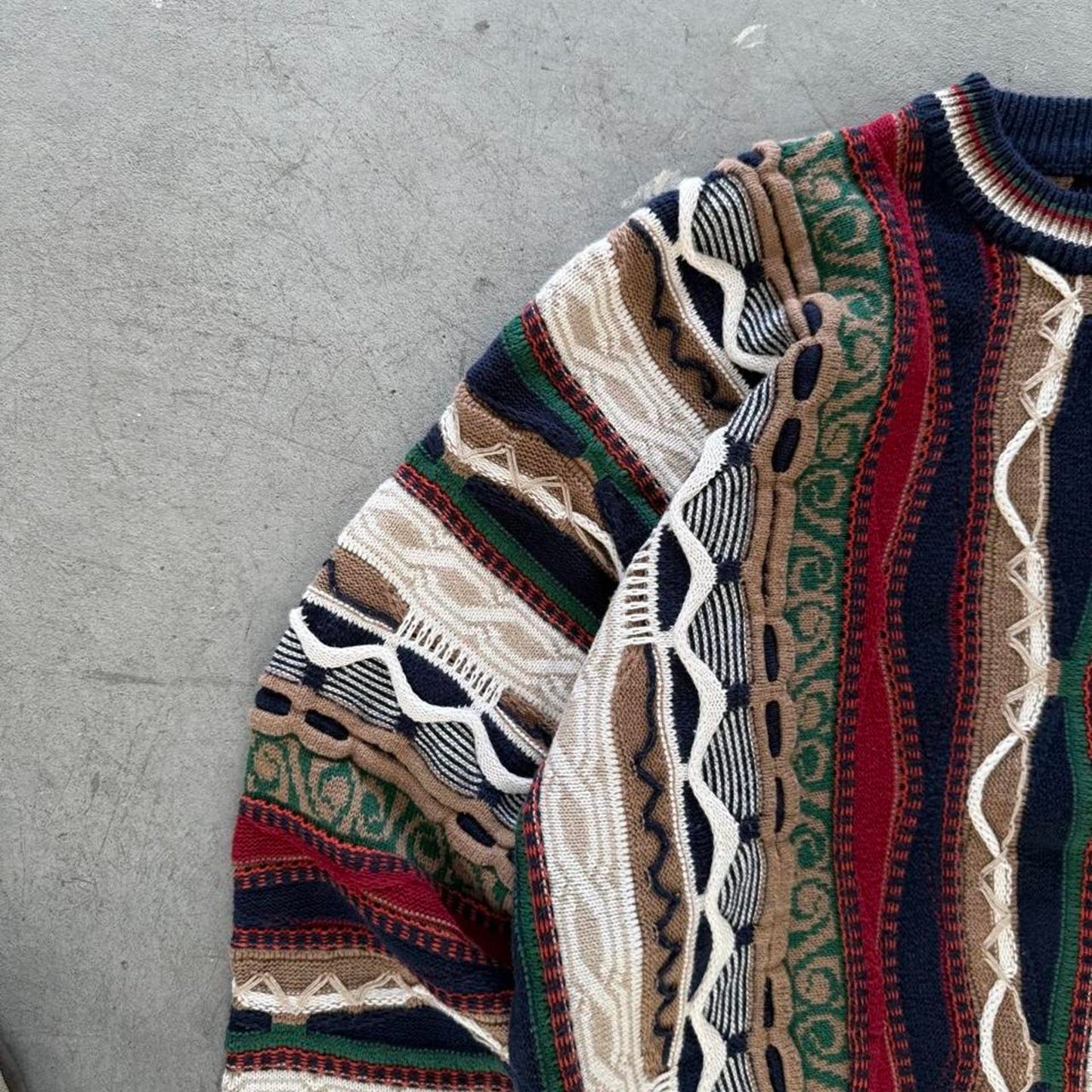 Vintage 90s Coogi Style 3D Knit Sweater - Large