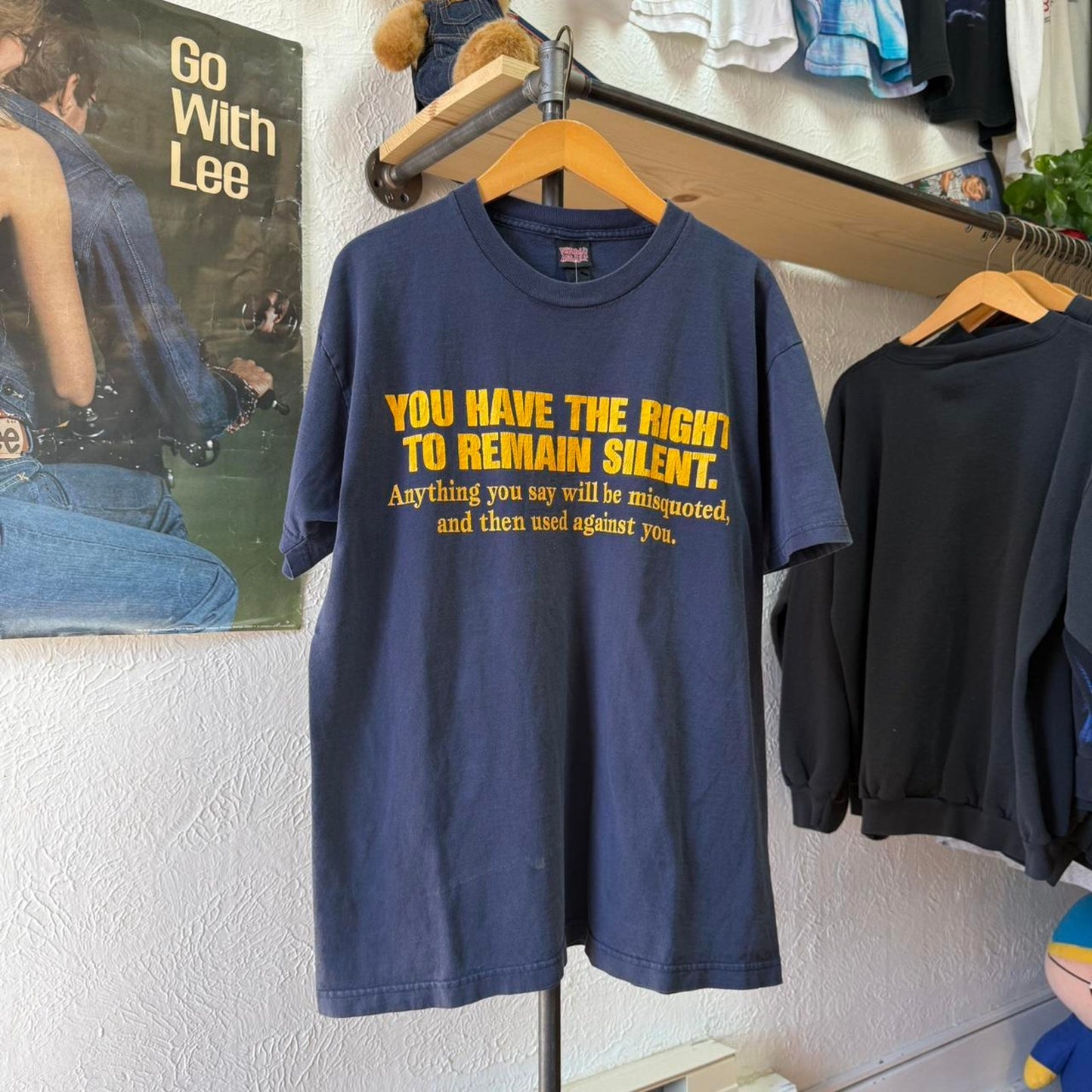 Vintage You Have the Right to Remain Silent Text Humor Government T-Shirt - X-Large