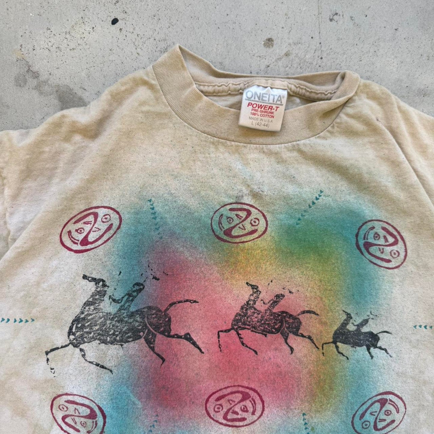 Vintage 90s Native American Horse Art T-Shirt - Large