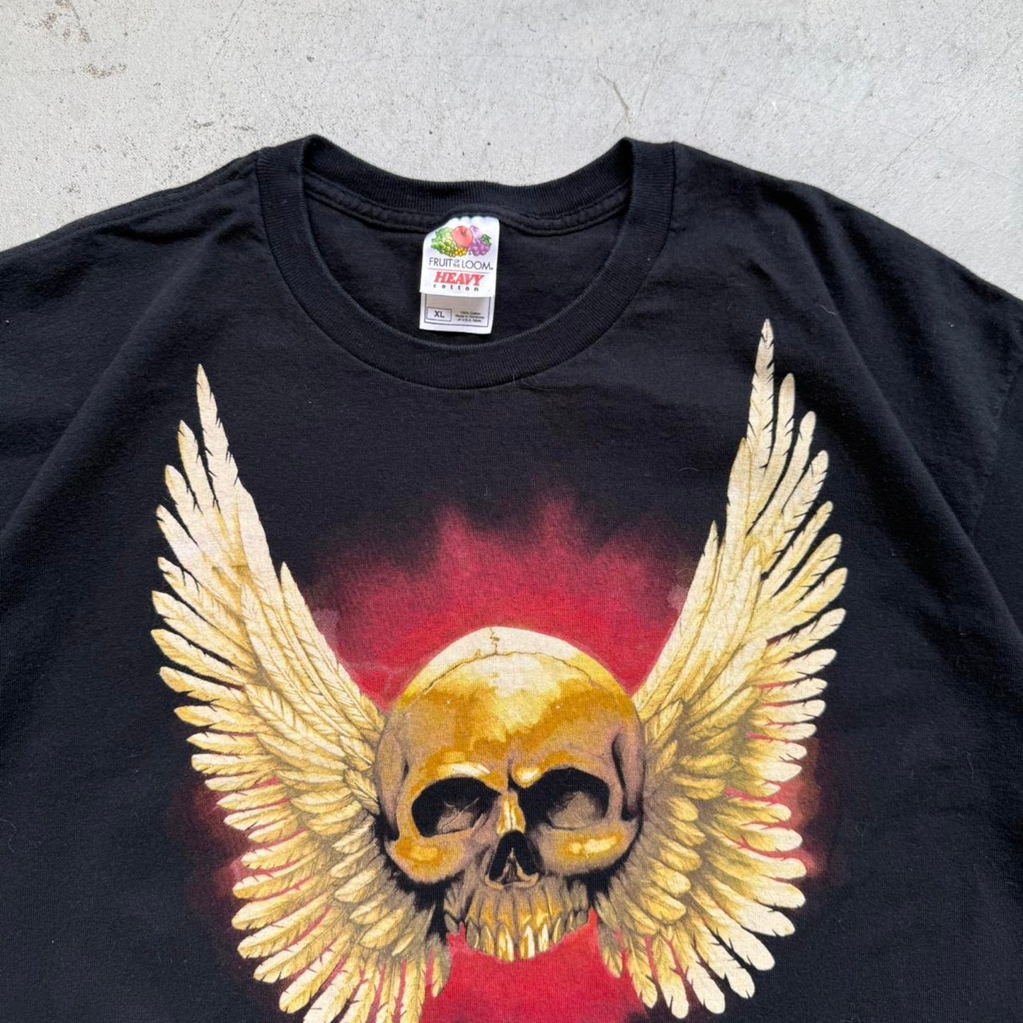 Vintage 90s Mayhem Winged Skull Biker T-Shirt - X-Large
