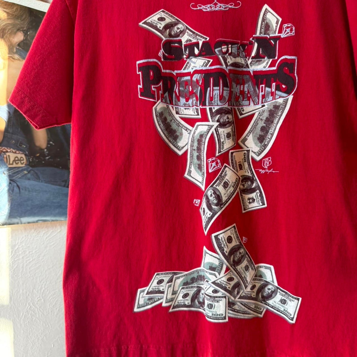 Vintage 90s Ruff Ryders Stackn Presidents Money Cash Rap T-Shirt - Large