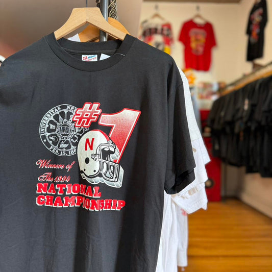 Vintage 90s Nebraska Huskers 1995 Championship Helmet T-Shirt