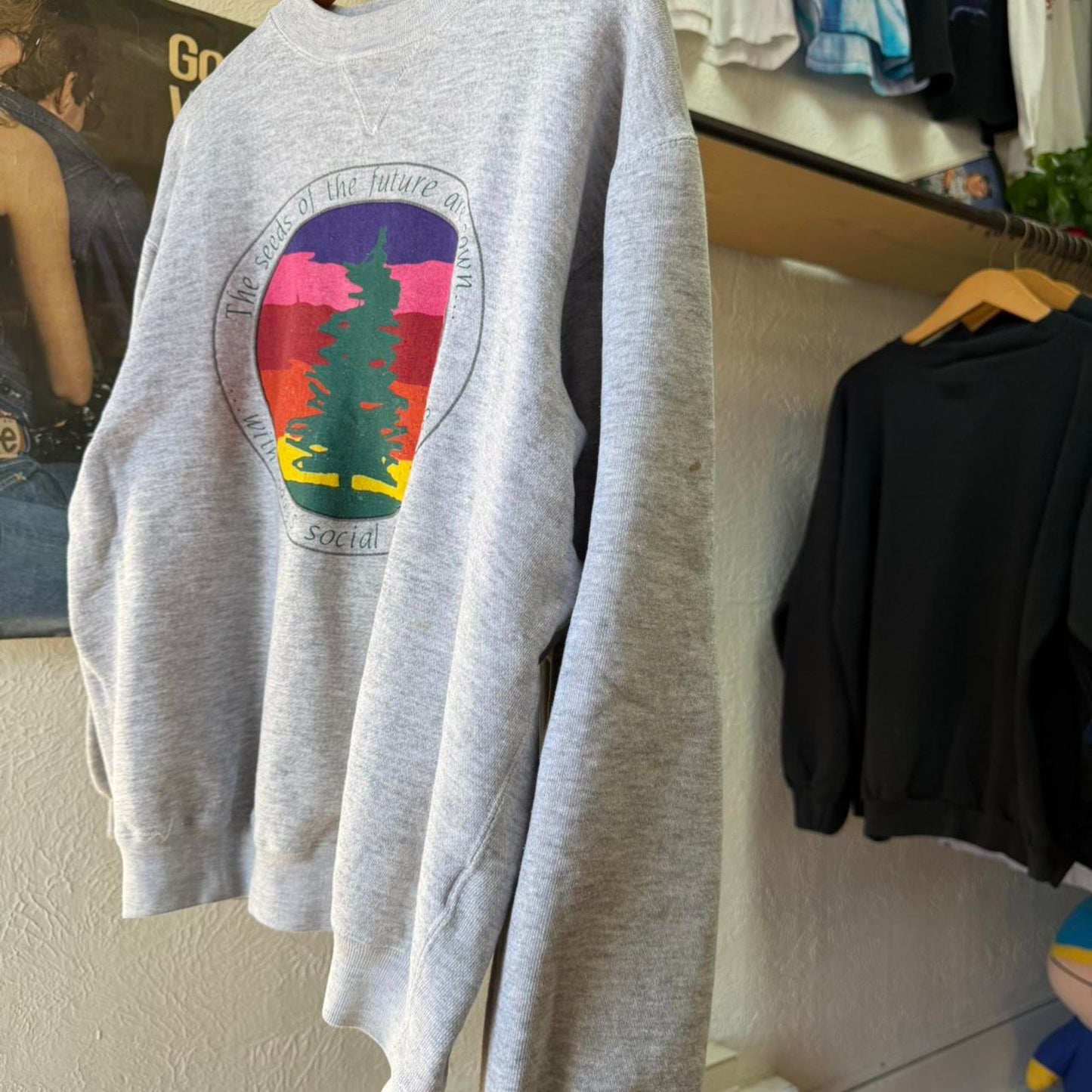 Vintage 90s Seeds of the Future Are Sown Tree Nature Crewneck - Large
