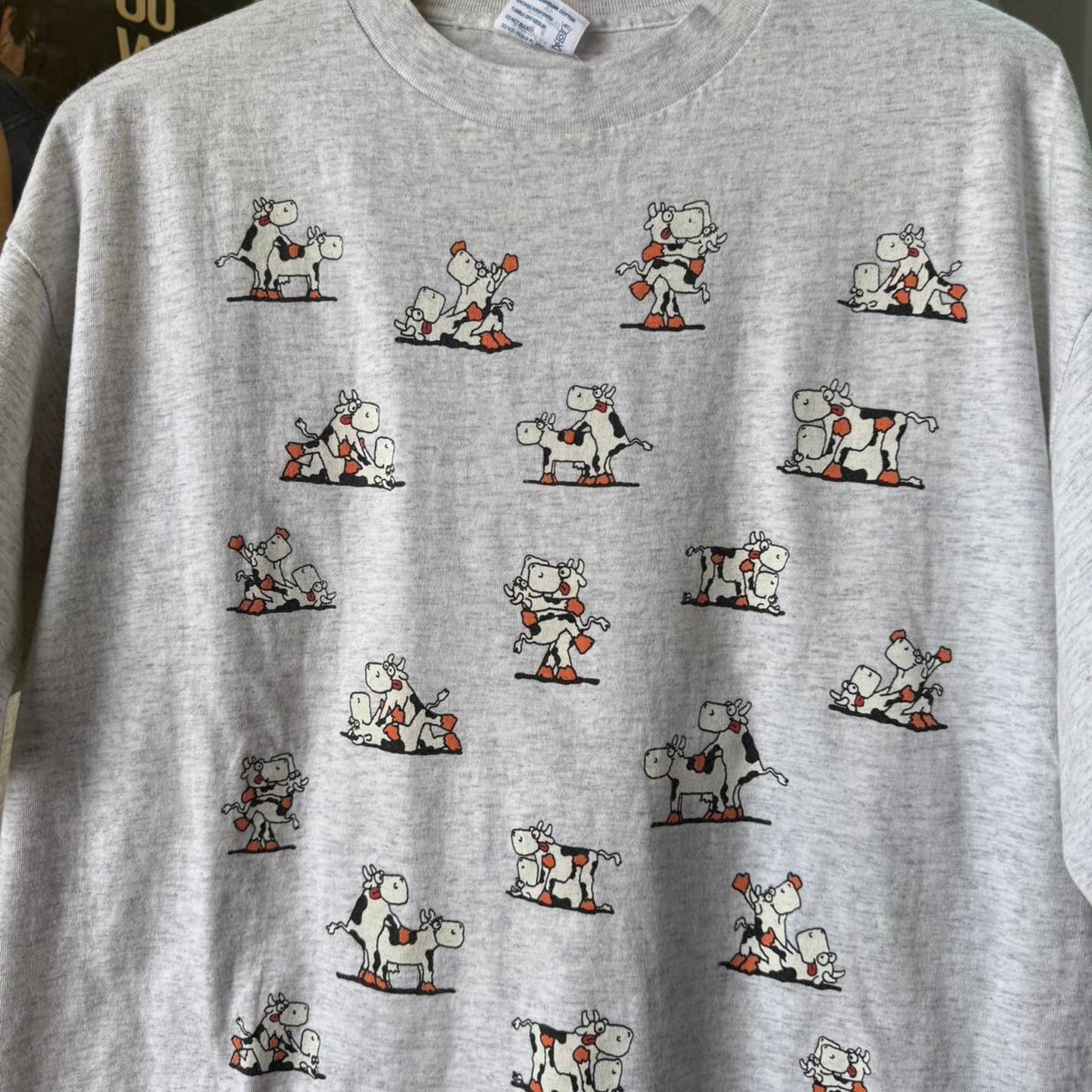 Vintage 90s Cow S*x Position Animal Cartoon T-Shirt - X-Large
