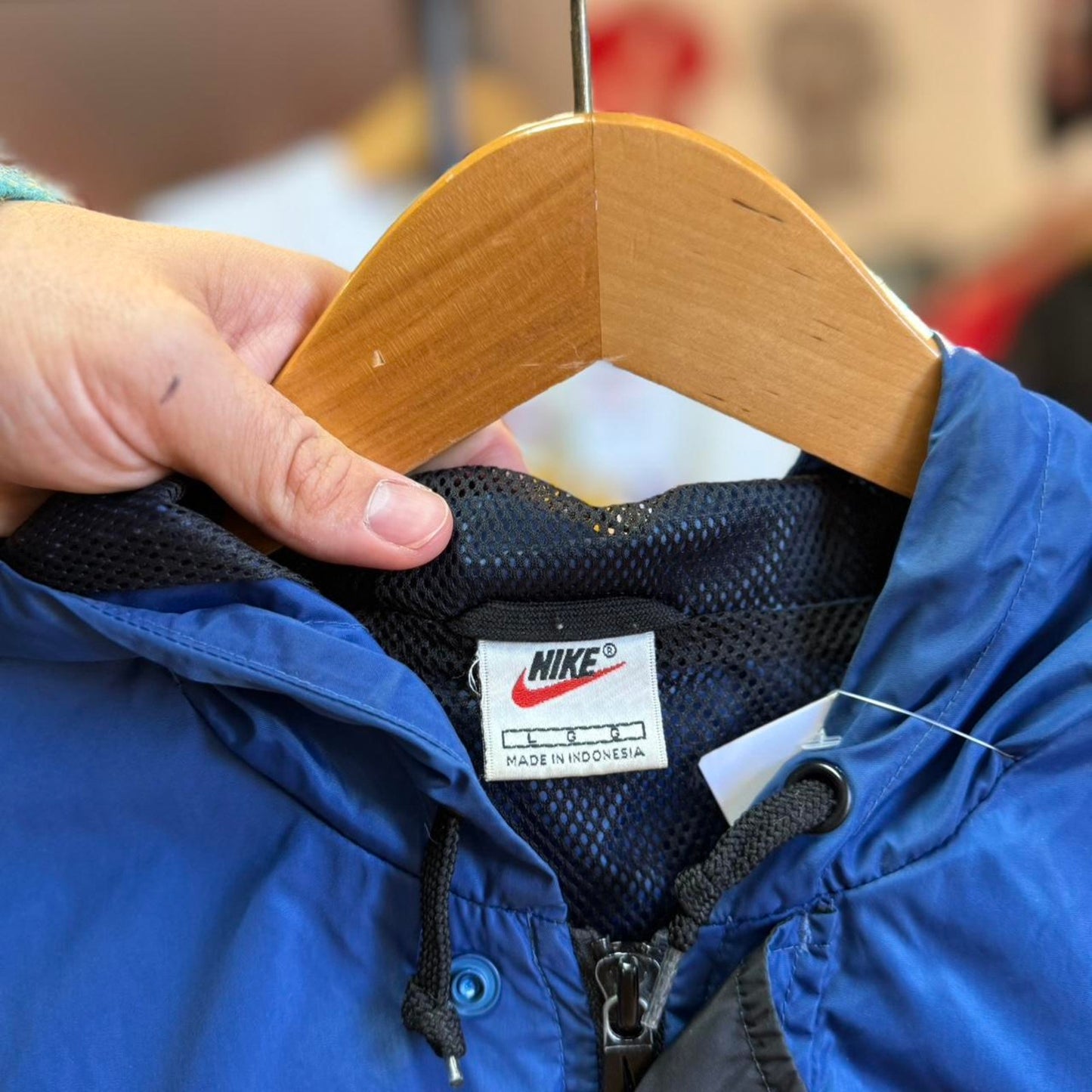 Vintage 90s Nike Swoosh Check Windbreaker Jacket - Large