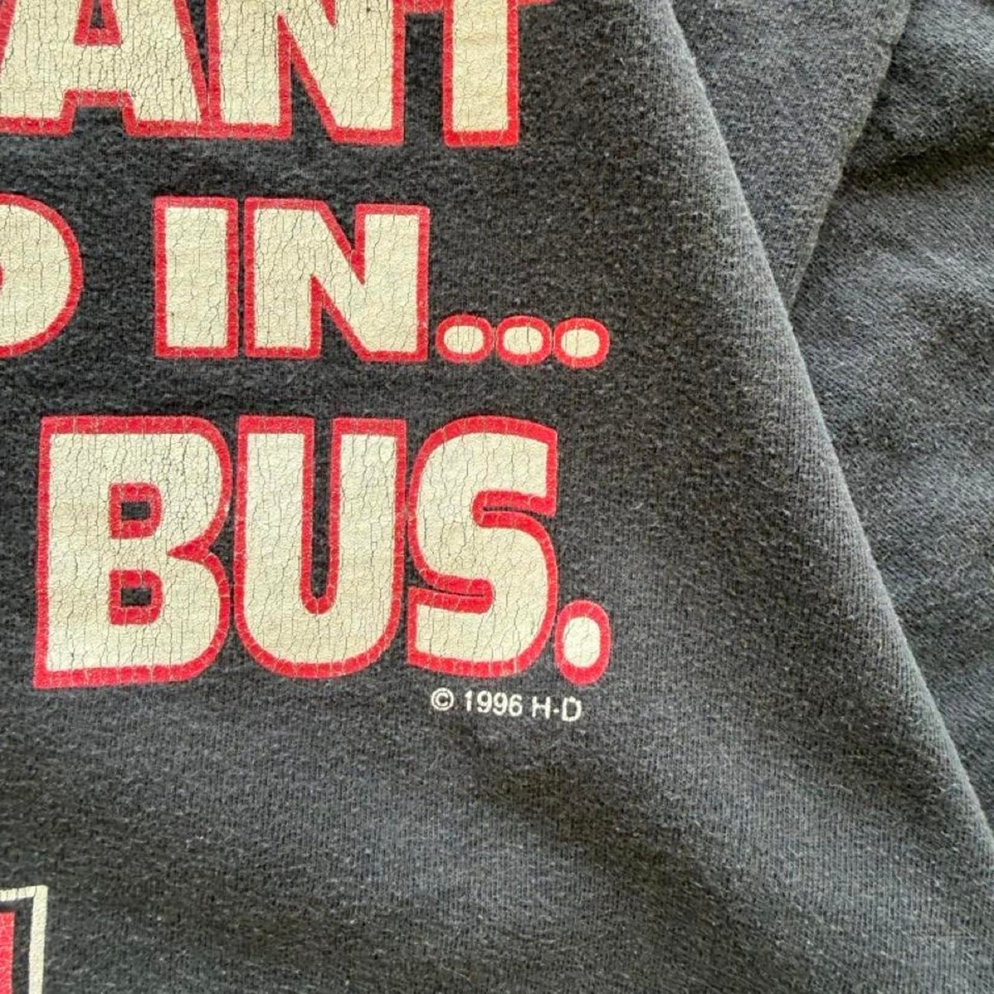 Vintage Harley Davidson Take the Bus Biker Motorcycle T-Shirt - Large