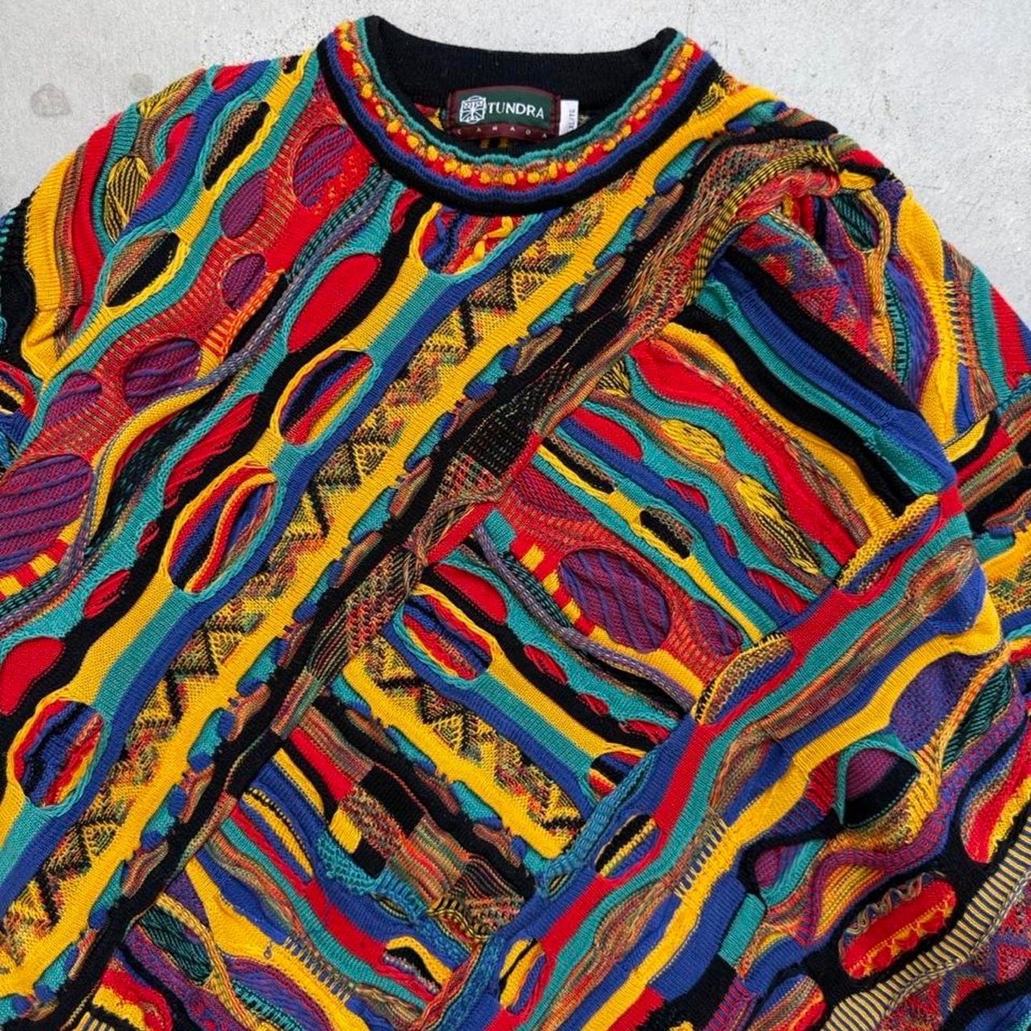 Vintage 90s Tundra Cotton 3D Knit Coogi Style Sweater - X-Large