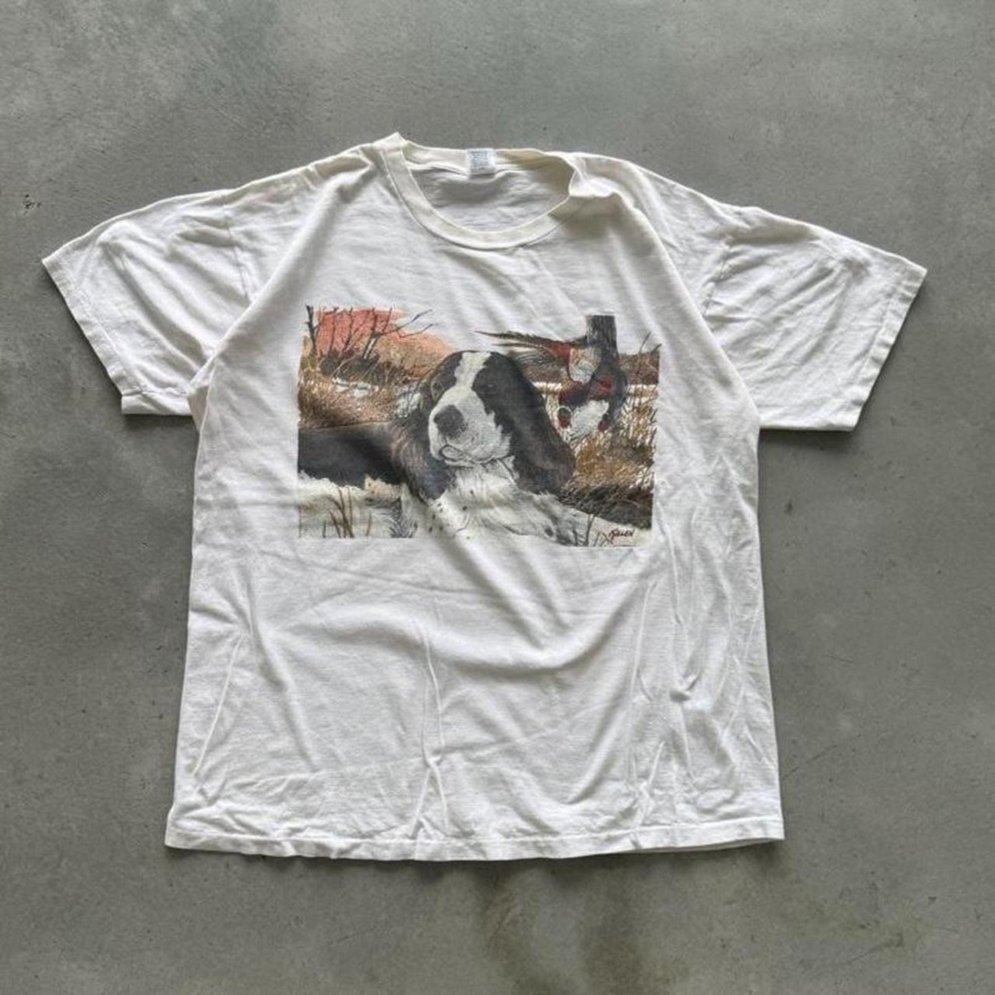 Vintage 90s Lee Hunting Dog Animal T-Shirt - X-Large