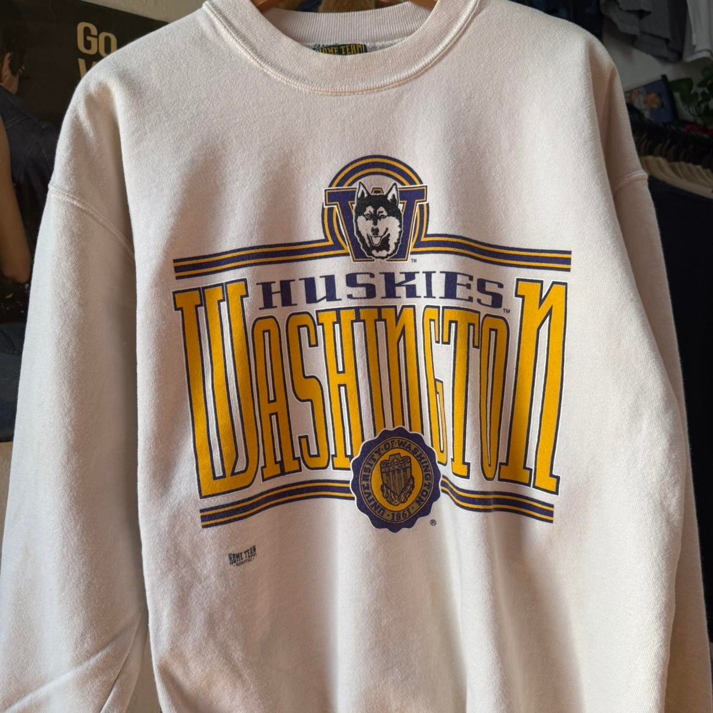 Vintage 90s Washington Huskies University Crewneck - Large