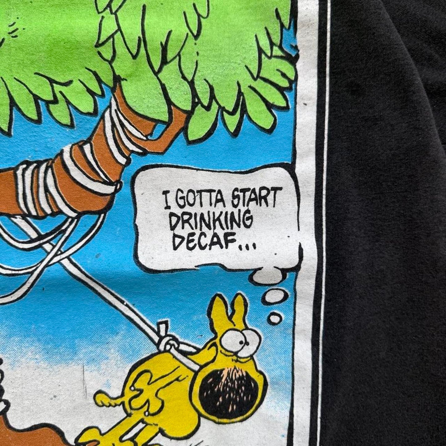 Vintage 90s Start Drinking Decaf Cartoon Comic T-Shirt - Large