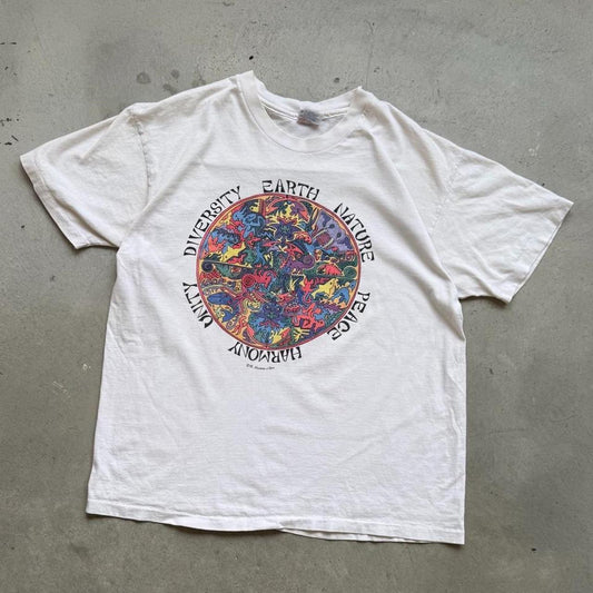 Vintage 90s Diversity Earth Nature Animal Art T-Shirt - X-Large