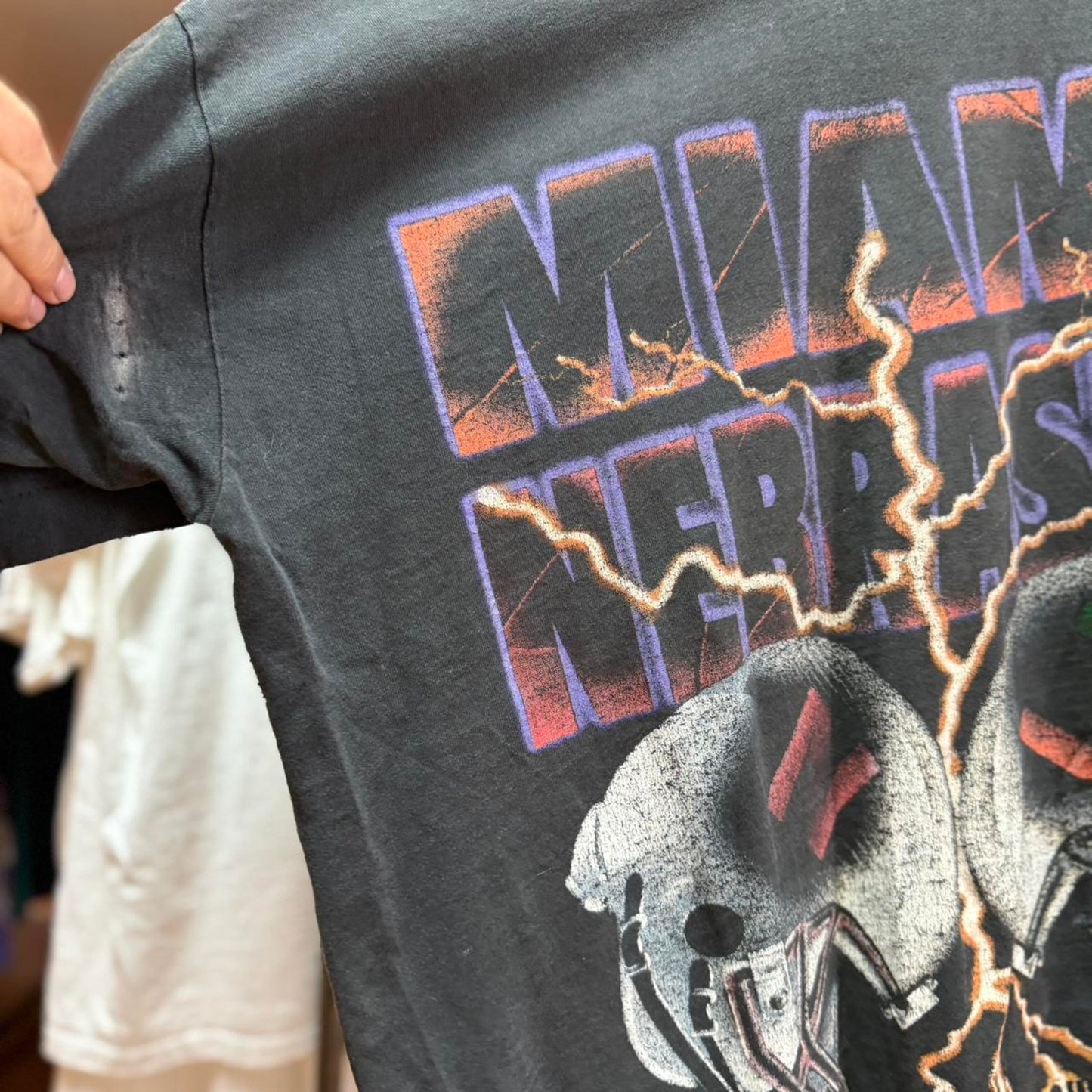 Vintage 90s Nebraska Miami Lightning Husker Football T-Shirt - Large