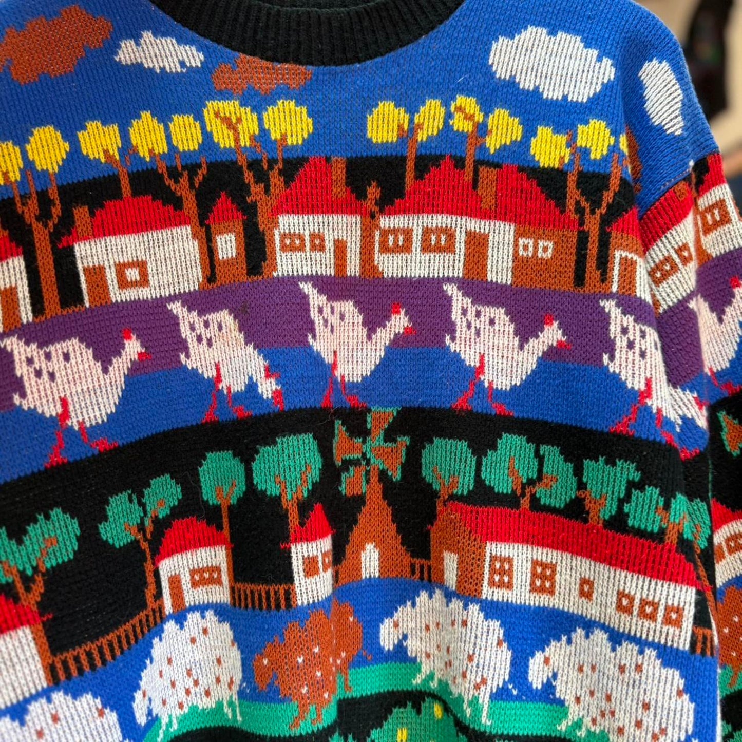 Vintage 90s Farm Animal Cute Sweater - Large