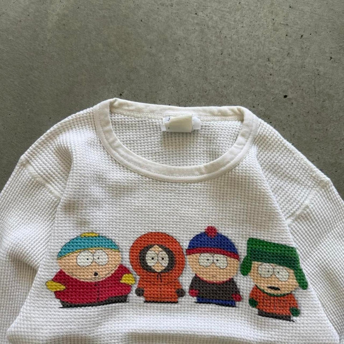 Vintage 90s Crop Thermal South Park Characters Shirt - Large (W)