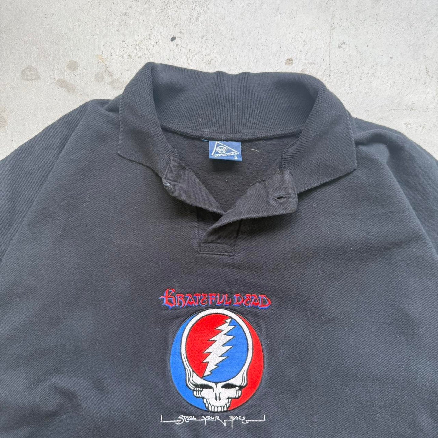 Vintage 90s Grateful Dead Steal Your Face Skull Polo Shirt - Large