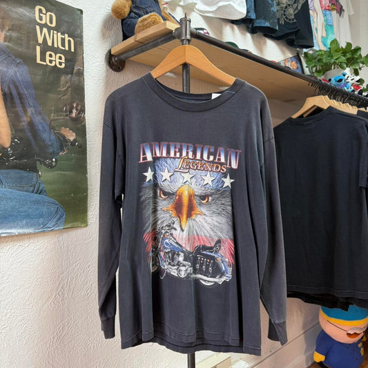Vintage 90s Sturgis Eagle Flame Skull Biker Motorcycle T-Shirt - Large