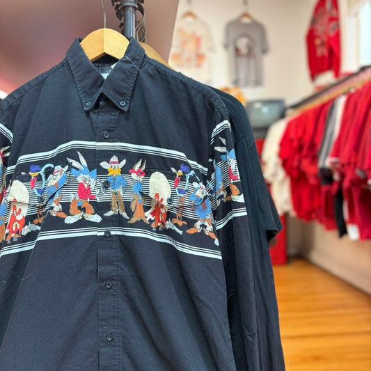 Vintage 90s Looney Tunes Western Cartoon Cowboy Shirt - Large