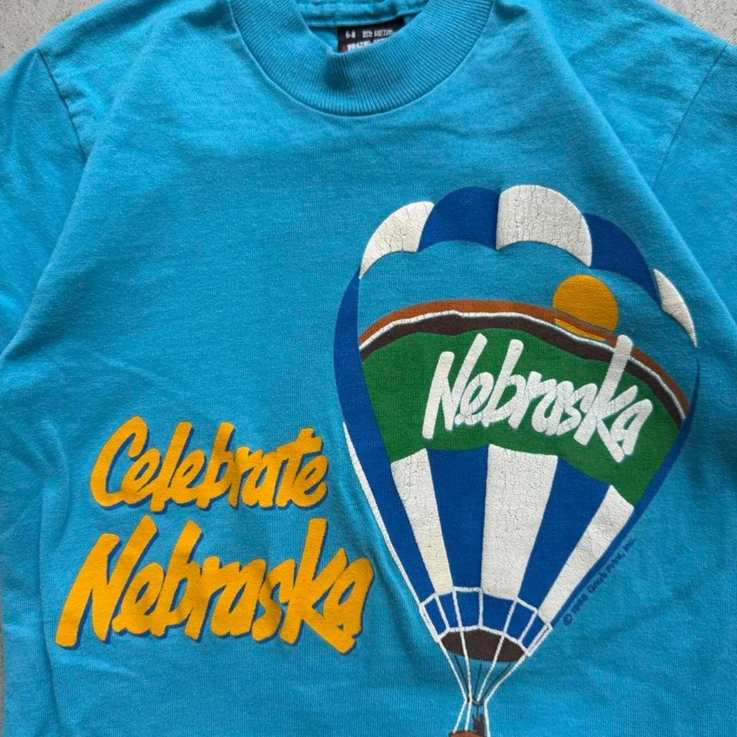 Vintage 90s Celebrate Nebraska Hot Air Balloon T-Shirt - Kids 6-8