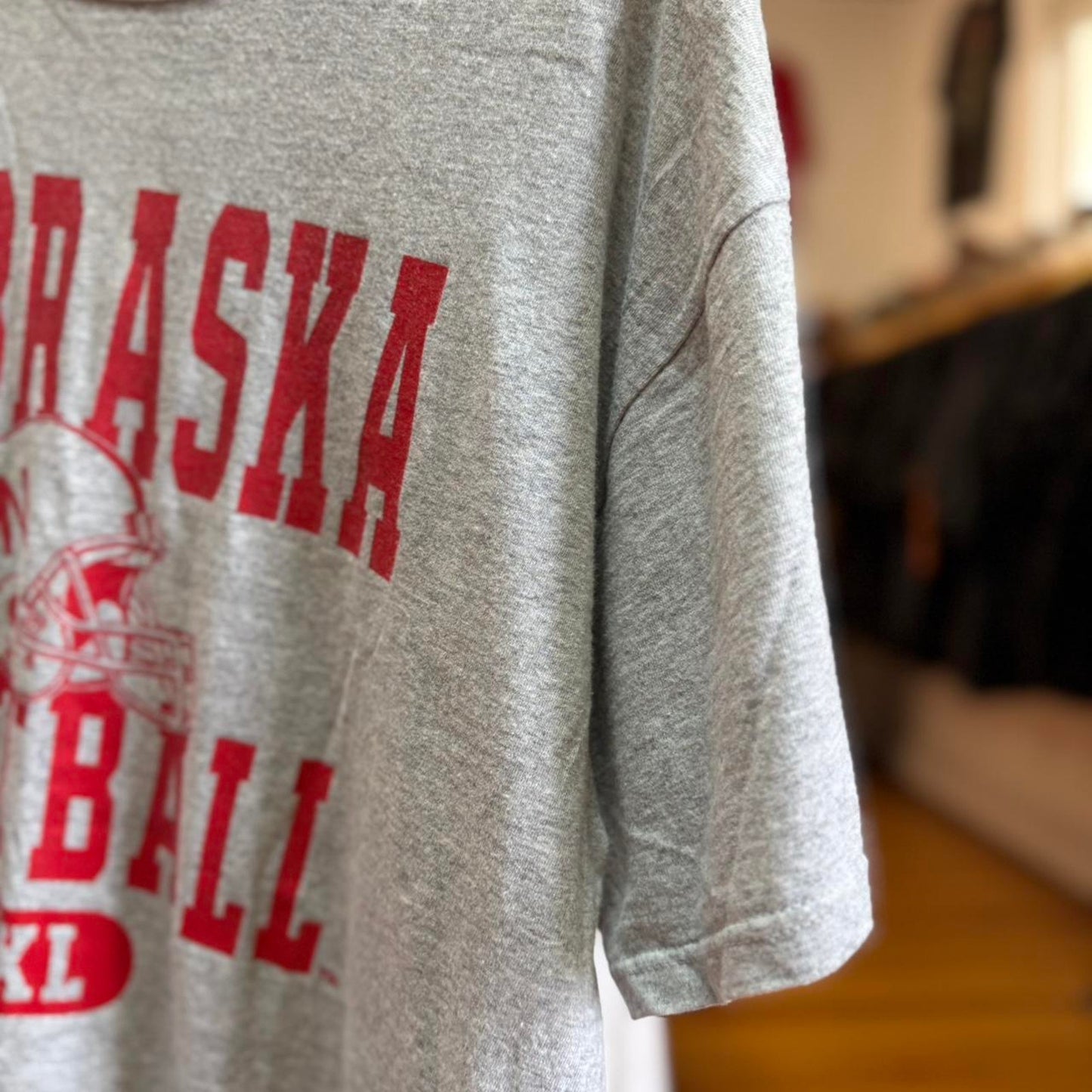 Vintage 90s Nebraska Football Athletics Helmet T-Shirt