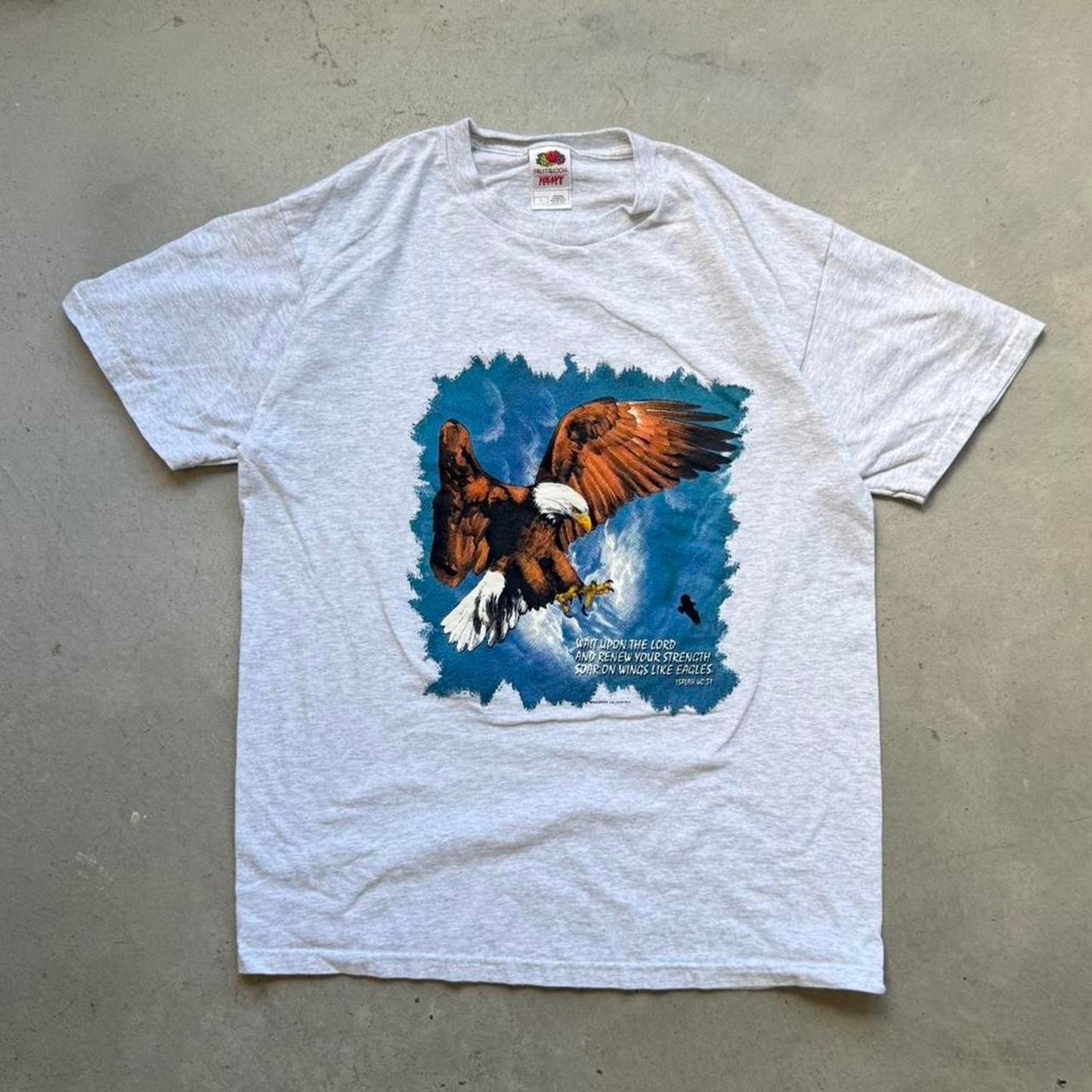 Vintage Y2K Jesus Bible Verse Eagle Animal T-Shirt - Large