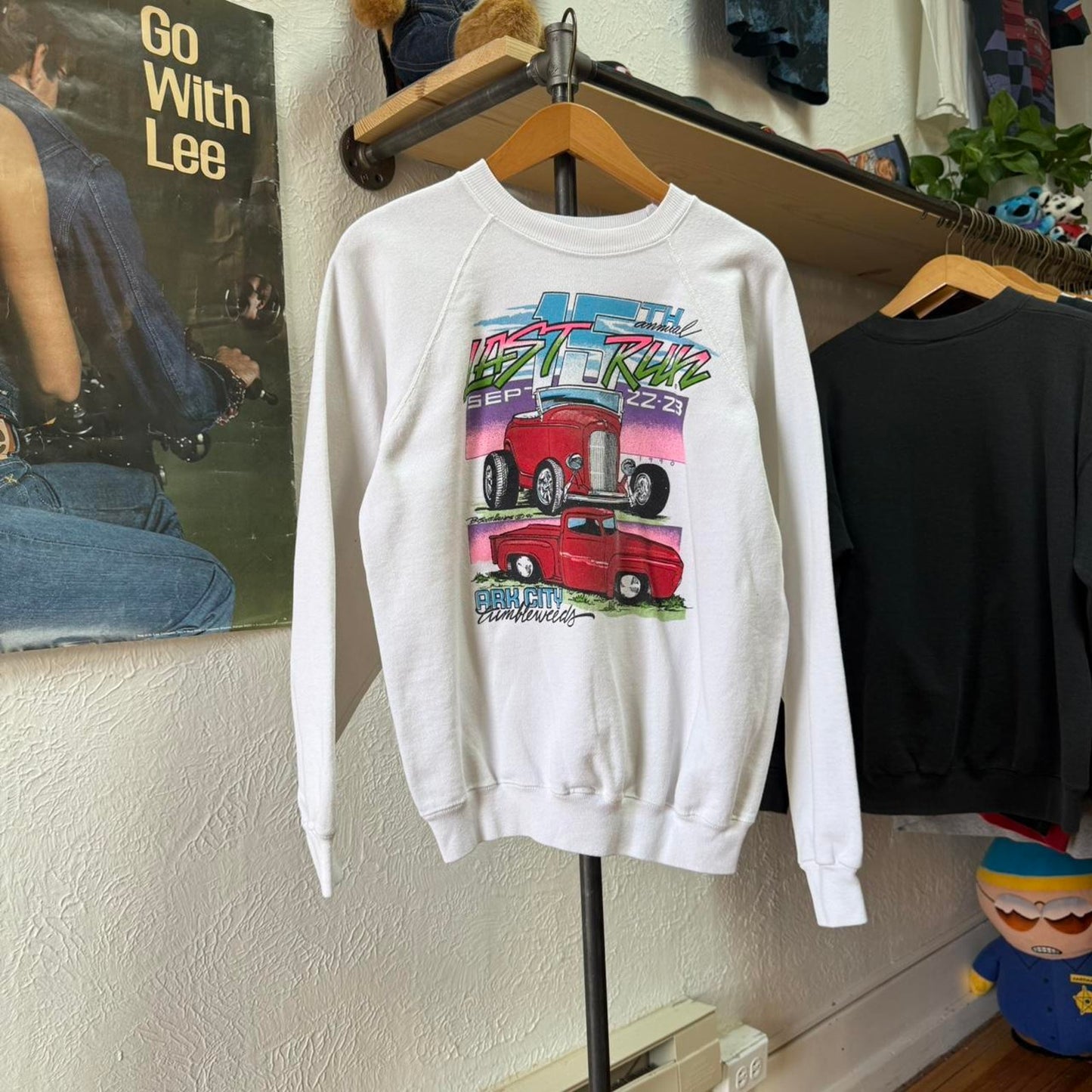 Vintage 80s Last Run Hot Rod Car Crewneck - Large