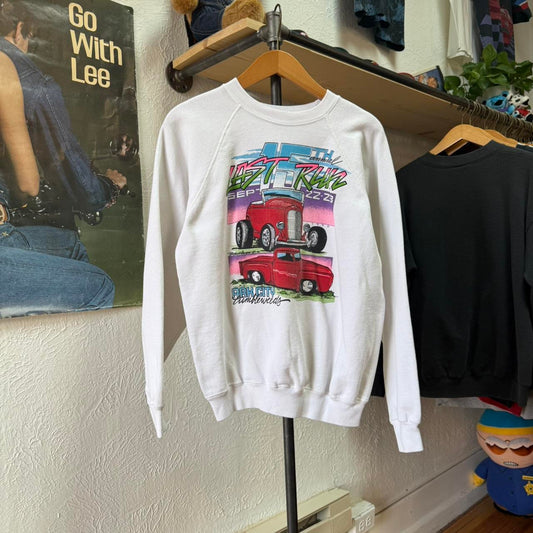 Vintage 80s Last Run Hot Rod Car Crewneck - Large