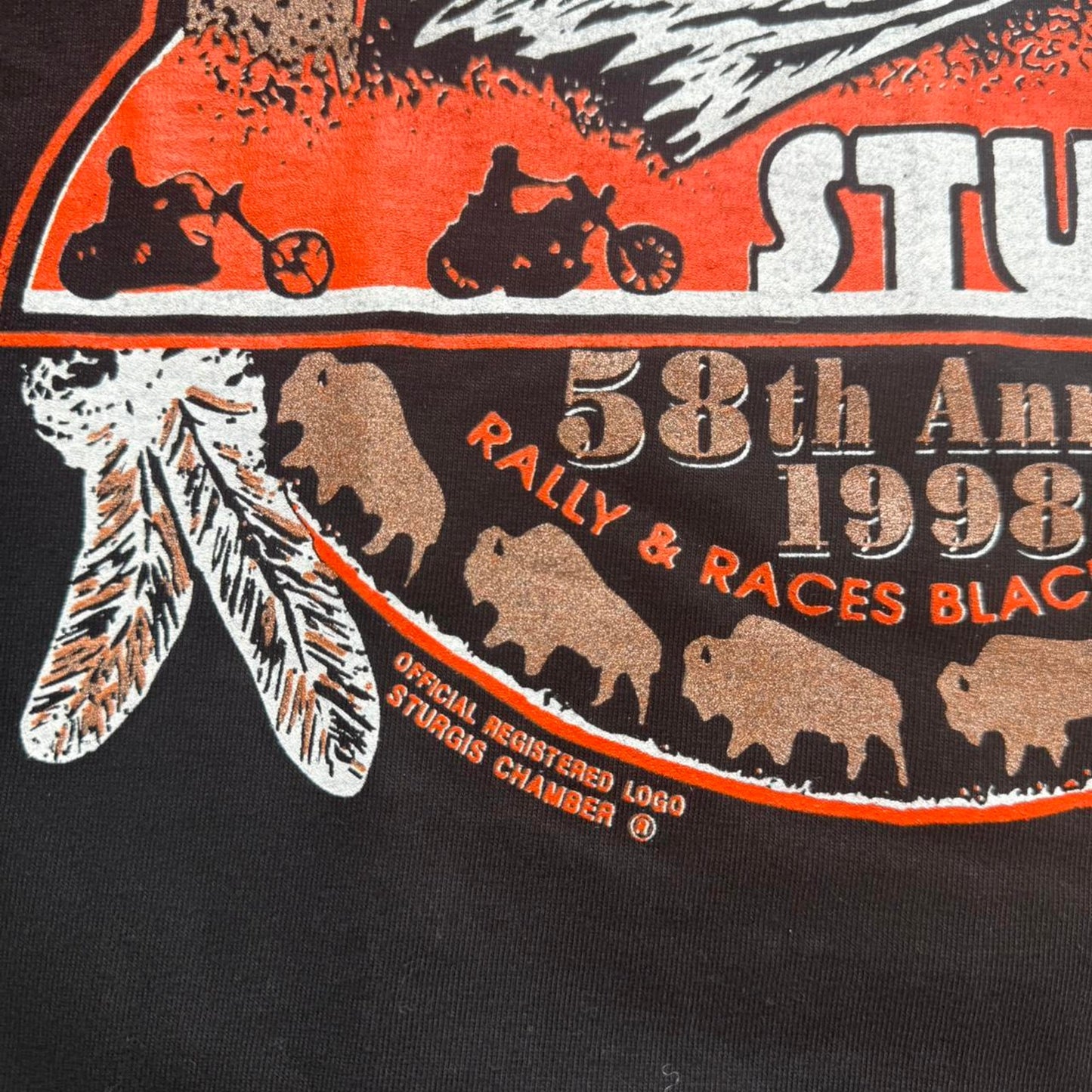 Vintage 1998 Sturgis Black Hills Rally Biker Motorcycle T-Shirt - XX-Large