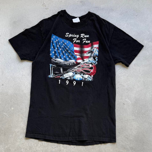 Vintage 1991 Spring Run for Fun Motorcycle Biker T-Shirt - X-Large