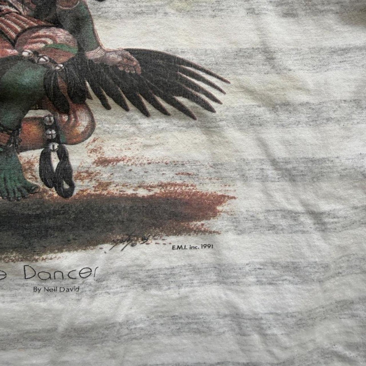 Vintage 90s Eagle Native American Striped T-Shirt - Medium