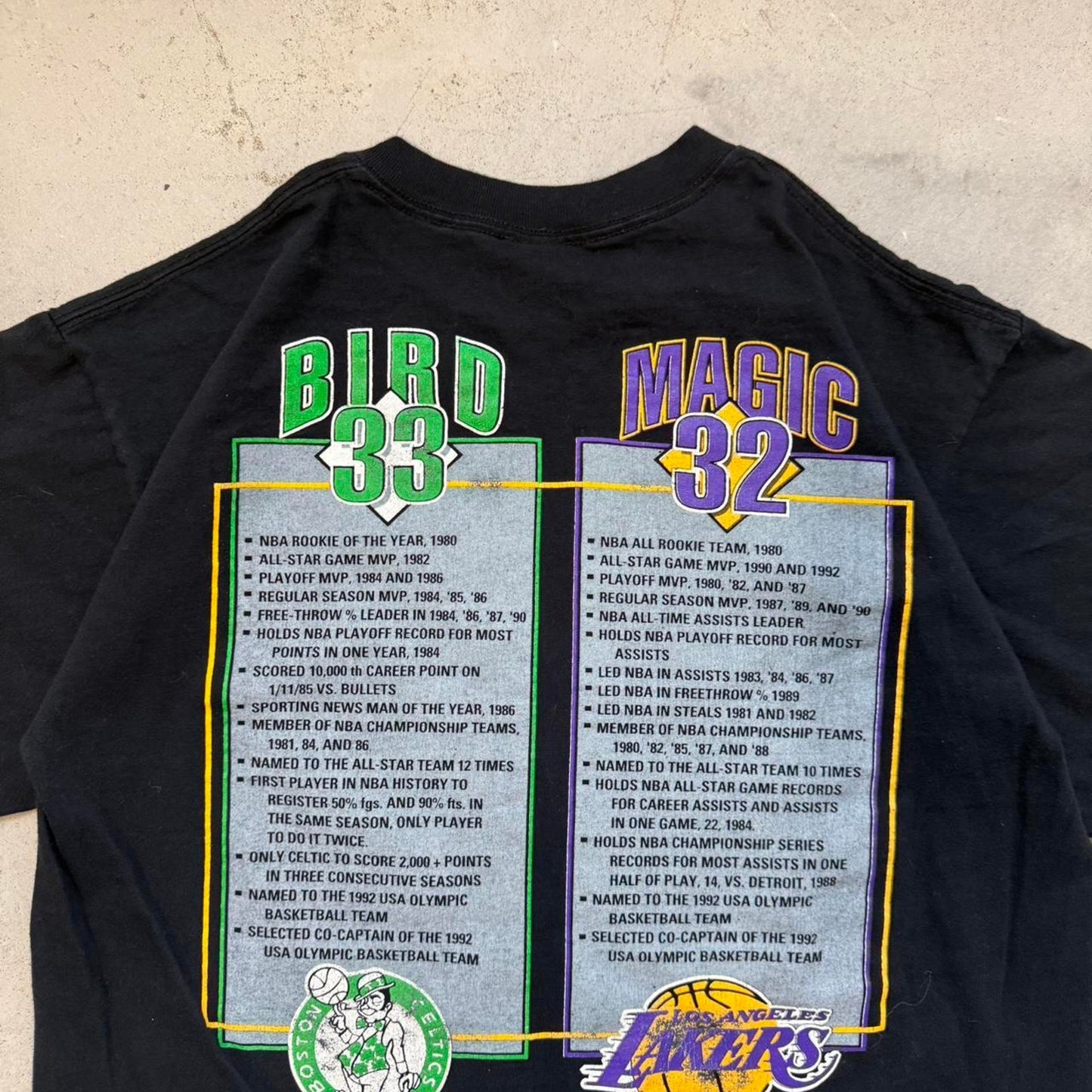 Vintage 90s Salem Sportswear Larry Bird and Magic Johnson Olympics T-Shirt - Large