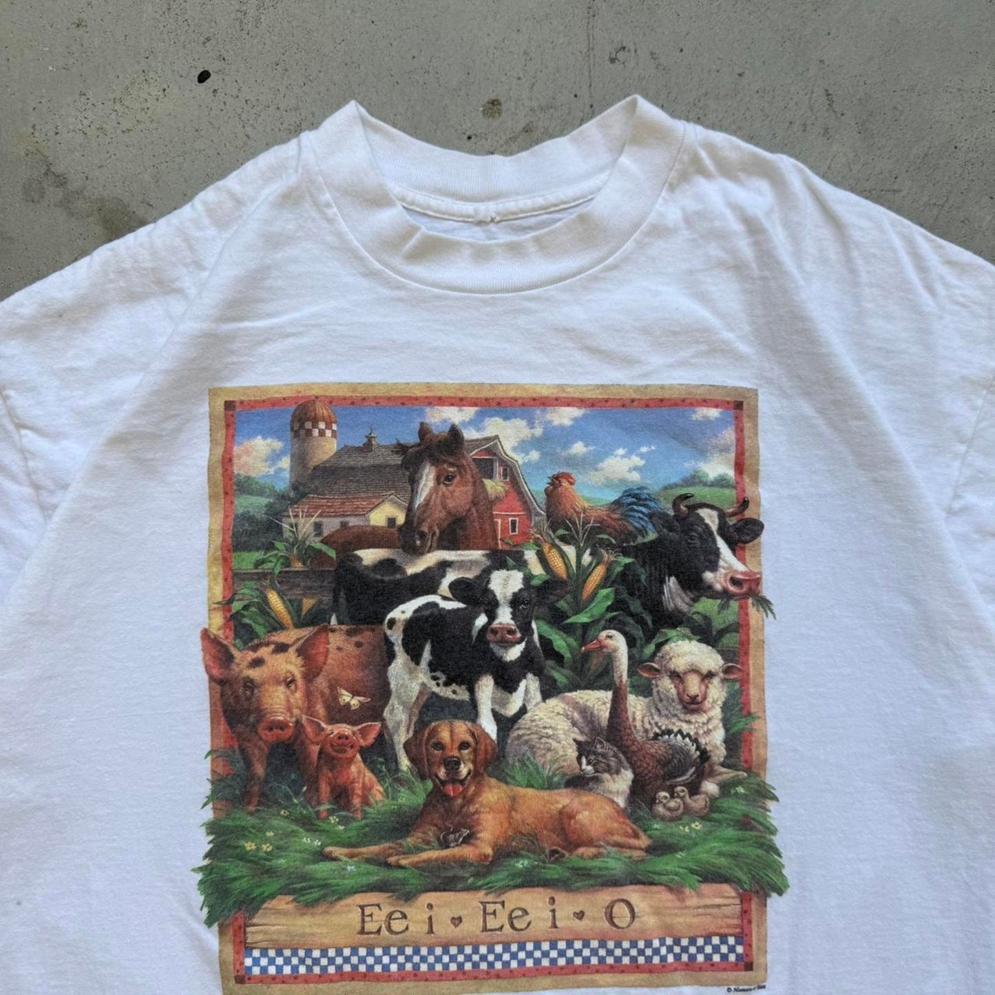 Vintage 90s Farm Animal Ee-I-ee-I-o T-Shirt - X-Large